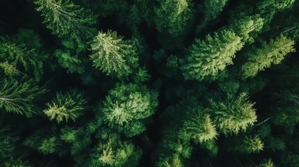 Aerial view of dense evergreen forest canopy showcasing natural beauty