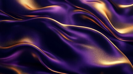 Luxurious purple and gold fabric with elegant flowing waves texture
