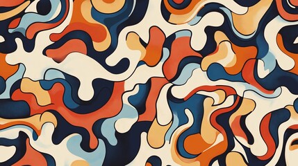 Abstract flowing shapes background in a retro color palette design