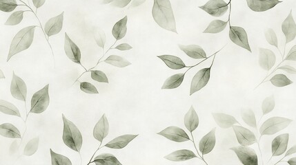 Watercolor leaf pattern with soft green hues, ideal for tranquil designs