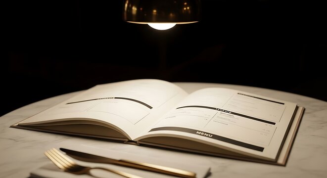Reading a Menu Under Warm Lighting in a Restaurant