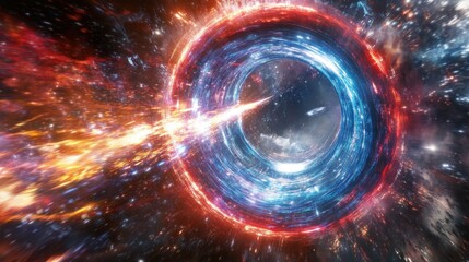 Obraz premium Cosmic vortex, fiery ring through space