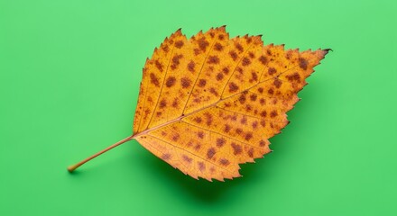 Autumn Leaf on Green Screen for Digital Design
