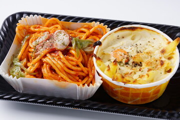 ナポリタンと海老グラタン