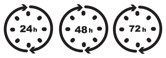 Fototapeta premium Clock Arrow Icon Set |12, 24, 48, 72 Hours Time Symbols.Vector illustration.