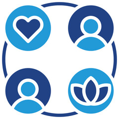 An icon of the concept of balanced and integrated well-being, where inner health, social relationships, and spiritual growth are interconnected to create harmony.