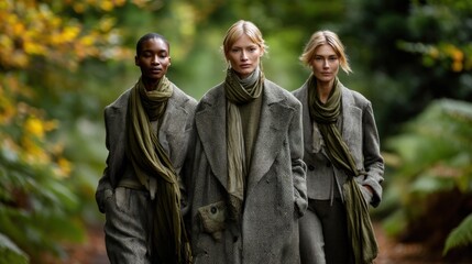 Fototapeta premium Outdoor park path with fallen leaves inclusive nature scene