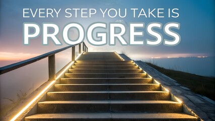 Motivational Steps Leading to a Bright Future at Dusk or Dawn
