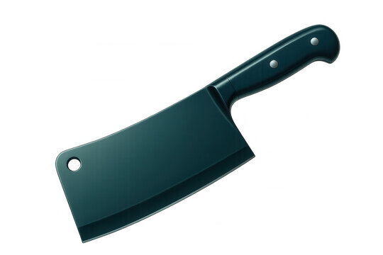 Professional butcher knife with ergonomic black handle isolated on transparent background, perfect for meat processing and culinary projects