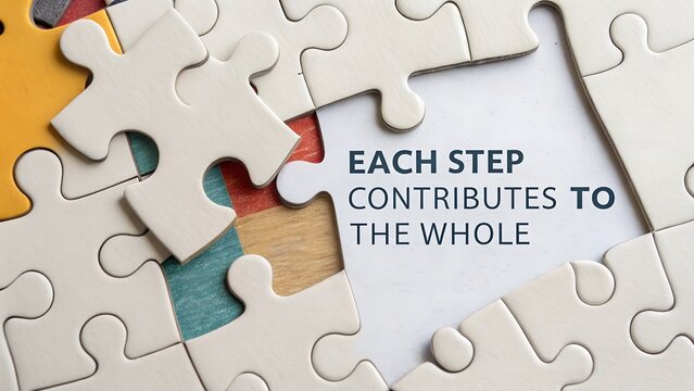Inspirational Puzzle Concept with Message on Teamwork and Unity