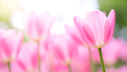 Obraz premium Delicate pink tulips in soft focus