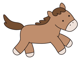 かわいい馬のベクターイラスト。干支、十二支、午、ゆるい、アイコン、うま、午年、年賀状