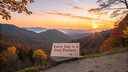 Inspirational Scenic View with Positive Quote in Autumn Landscape