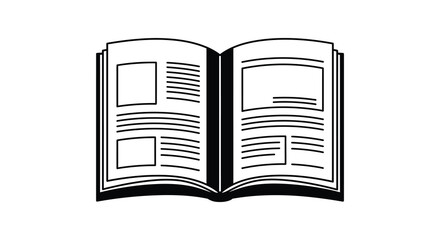 An open book with blank pages and text lines