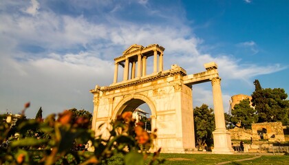 Fototapeta premium Ancient archway bathed in golden light
