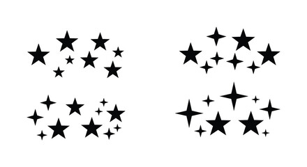 Black star shapes on white background for decoration or design