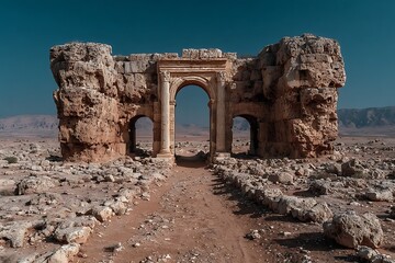 Ancient desert gateway in historic ruins high resolution picture
