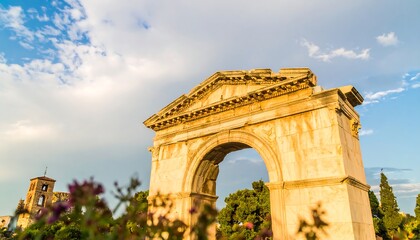 Fototapeta premium Ancient archway under a partly cloudy sky