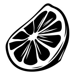Monochrome vector illustration of a slice of citrus fruit with intricate details