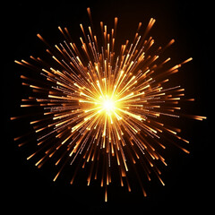 Vibrant starbursts of light and color explode against a dark, empty night sky, creating a dazzling abstract celebration of light, space, and motion