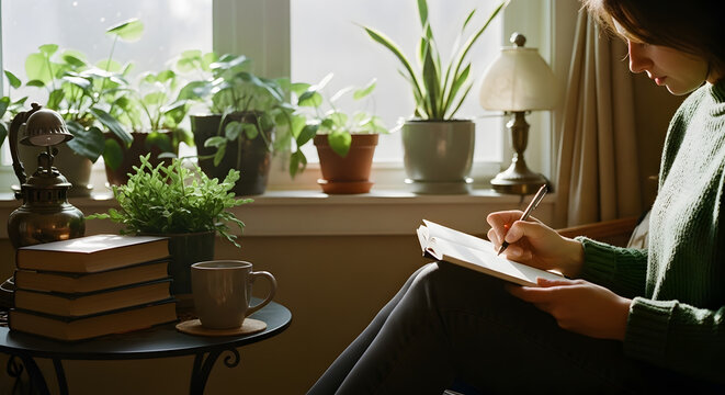 Cozy Writer's Nook: Journaling by the Window