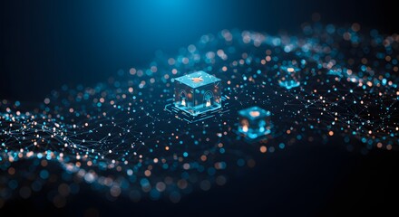 Digital Circuitry Abstract Futuristic Illustration of a Microchip on a Network