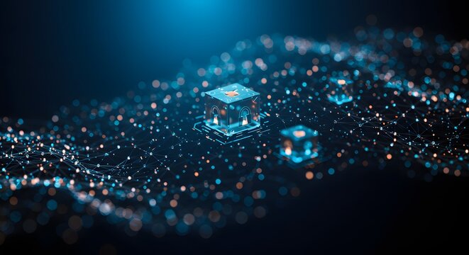 Digital Circuitry Abstract Futuristic Illustration of a Microchip on a Network