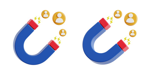 3D Lead Generation Magnet Attracting Customers Icon