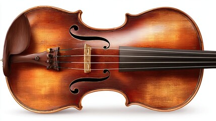 Vintage violin, top-down view, showcasing wood grain