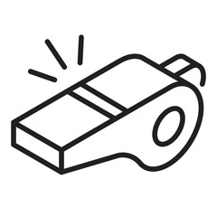 Referee whistle line icon. Sport judge tool design. Match signal outline vector illustration. Thin line isolated symbol. Editable stroke.