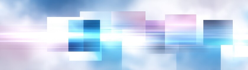 Abstract artistic background featuring a beautiful blend of soft blue and vibrant pink hues with geometric white squares creating a modern and contemporary visual design.