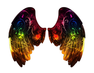  Side View of Stylized Owl Wing Emblem, Decorative Fantasy Vector, Transparent Background