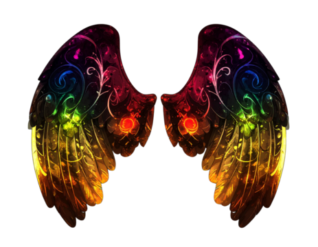 Side View of Stylized Owl Wing Emblem, Decorative Fantasy Vector, Transparent Background