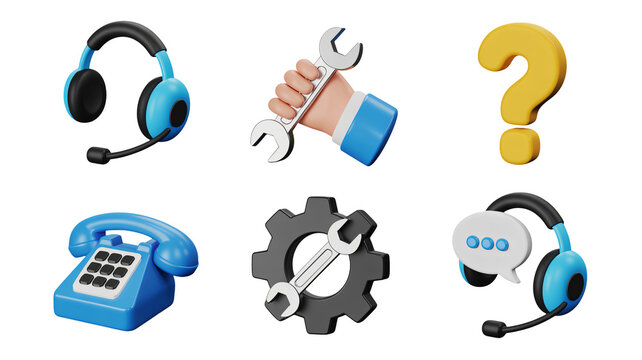 Customer service support and technical assistance concept with 3D elements