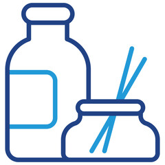 Icon of a bottle containing essential oils, fragrance solutions, or aromatherapy liquids creates a calm and soothing atmosphere, reduces stress, and improves mood.