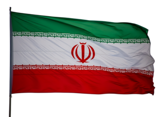 Waving flag of iran isolated on transparent background
