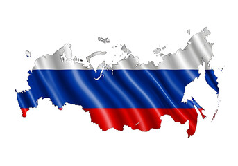 Obraz premium Russian flag map outline isolated on transparent background