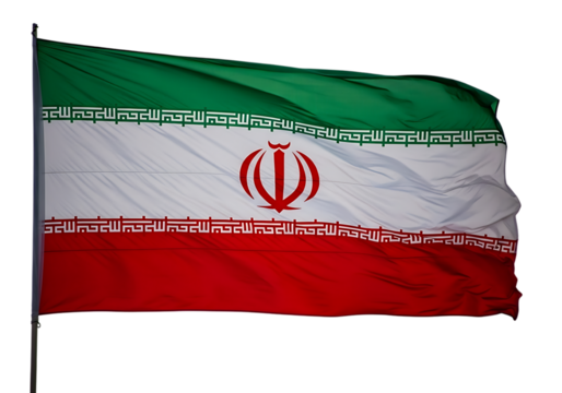Waving flag of iran isolated on transparent background
