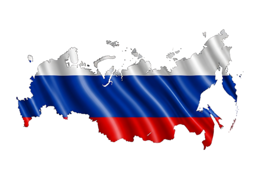 Russian flag map outline isolated on transparent background - Powered by Adobe