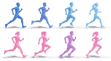 Dynamic runners in pastel hues: a vibrant exercise collage for fitness and lifestyle concepts.