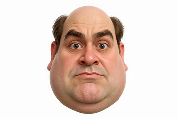 Cartoon man, surprised face, white background, 3D render, profile picture