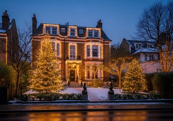 Obraz premium Festive house decorated for Christmas