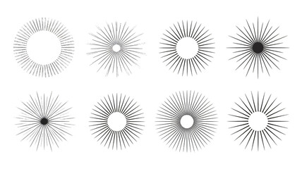 Radiant sunburst patterns for modern design and retro style projects