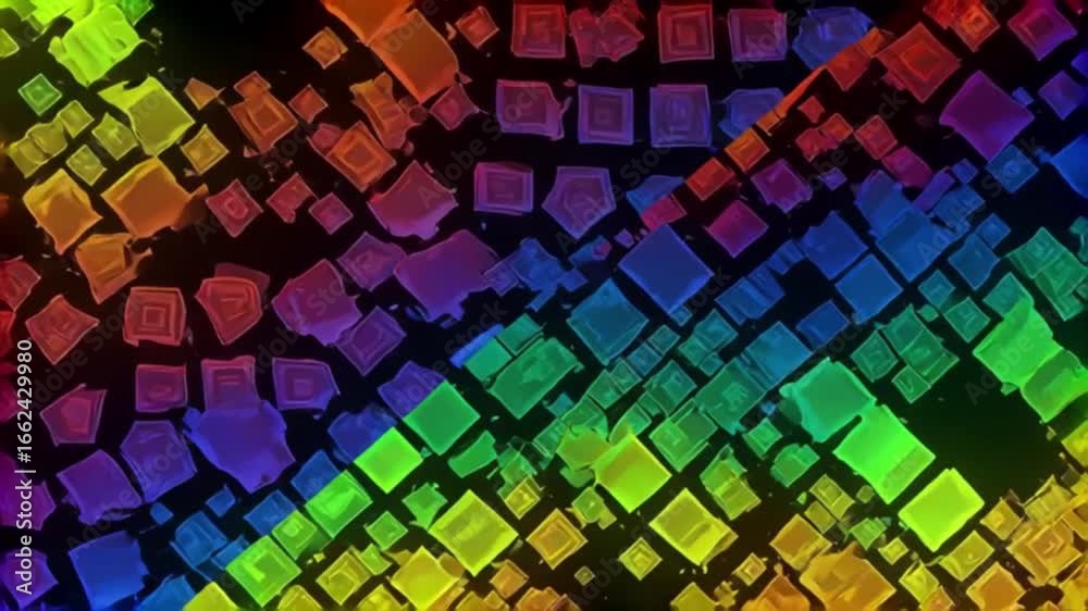 Wall mural rainbow square abstract motion: dynamic colorful geometric patterns