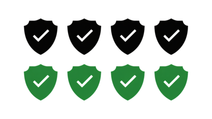 Security shields show progress, illustrating completed tasks well