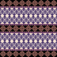 Shades 0f Purple Traditional Embroidery Art Abstract with Pixel Art Designs for Textile Print