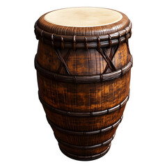 Obraz premium Stylized 3D rendering of a traditional wooden conga drum. An ethnic percussion musical instrument isolated on a white background, perfect for world music concepts