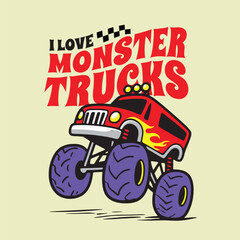 Monster Truck Colorful Clipart with Big Wheels.eps © atap