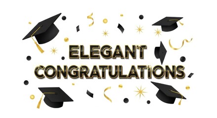 Elegant congratulations with graduation caps celebration, celebratory