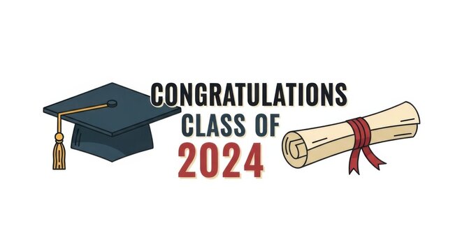 Symbolic graduation celebration for the class of 2024 achievement graphic
